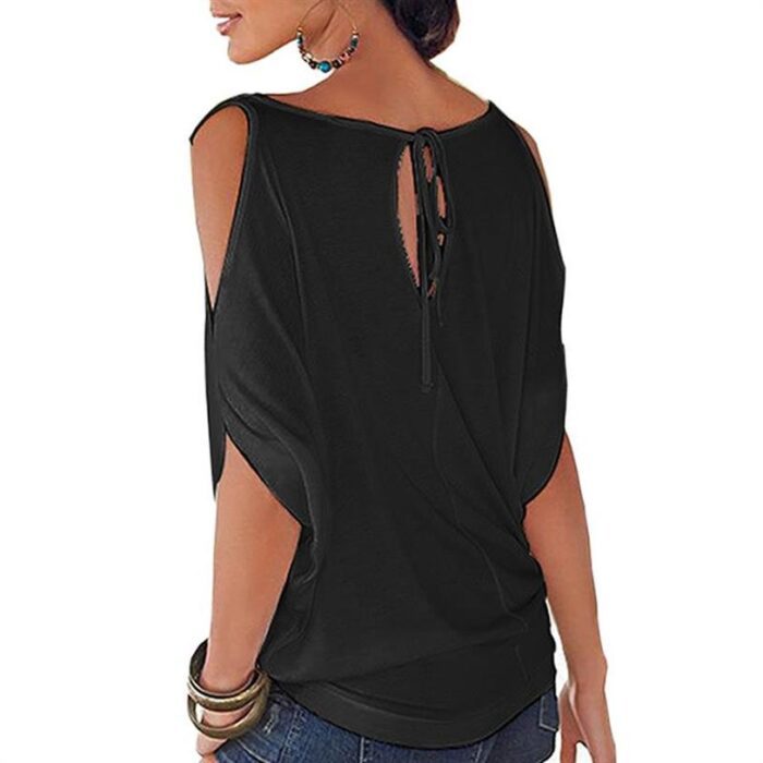 Vegan Letters Print Off The Shoulder Bat Sleeve Women Tops